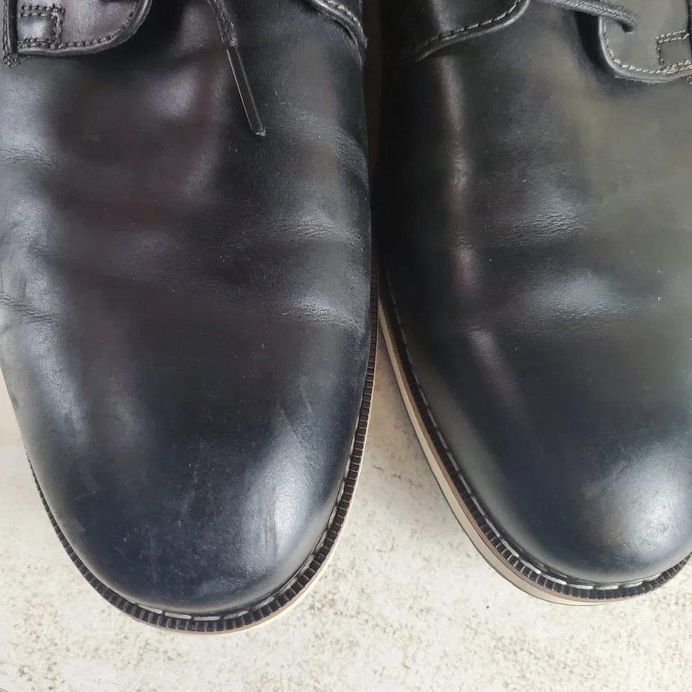 Nunn Bush Circuit Mens Oxfords Shoes Sz 12 W Black Leather Plain Toe Lace-Up